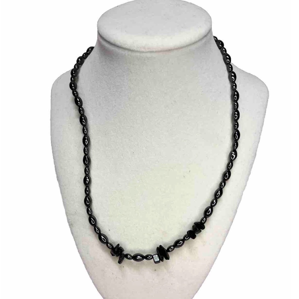 20” Black Silver Hematite Magnetic Therapy Necklace - Magnetic Closure